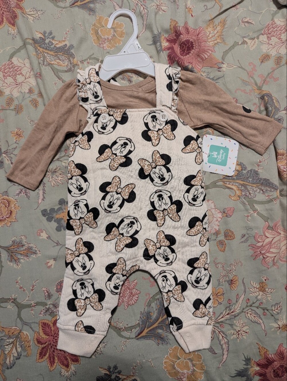 NWT Disney Baby Minnie Mouse overall and long-sleeve top set Ruffle 0-3m